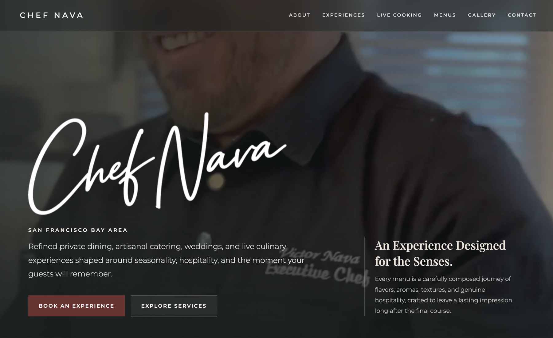 Chef Nava website homepage