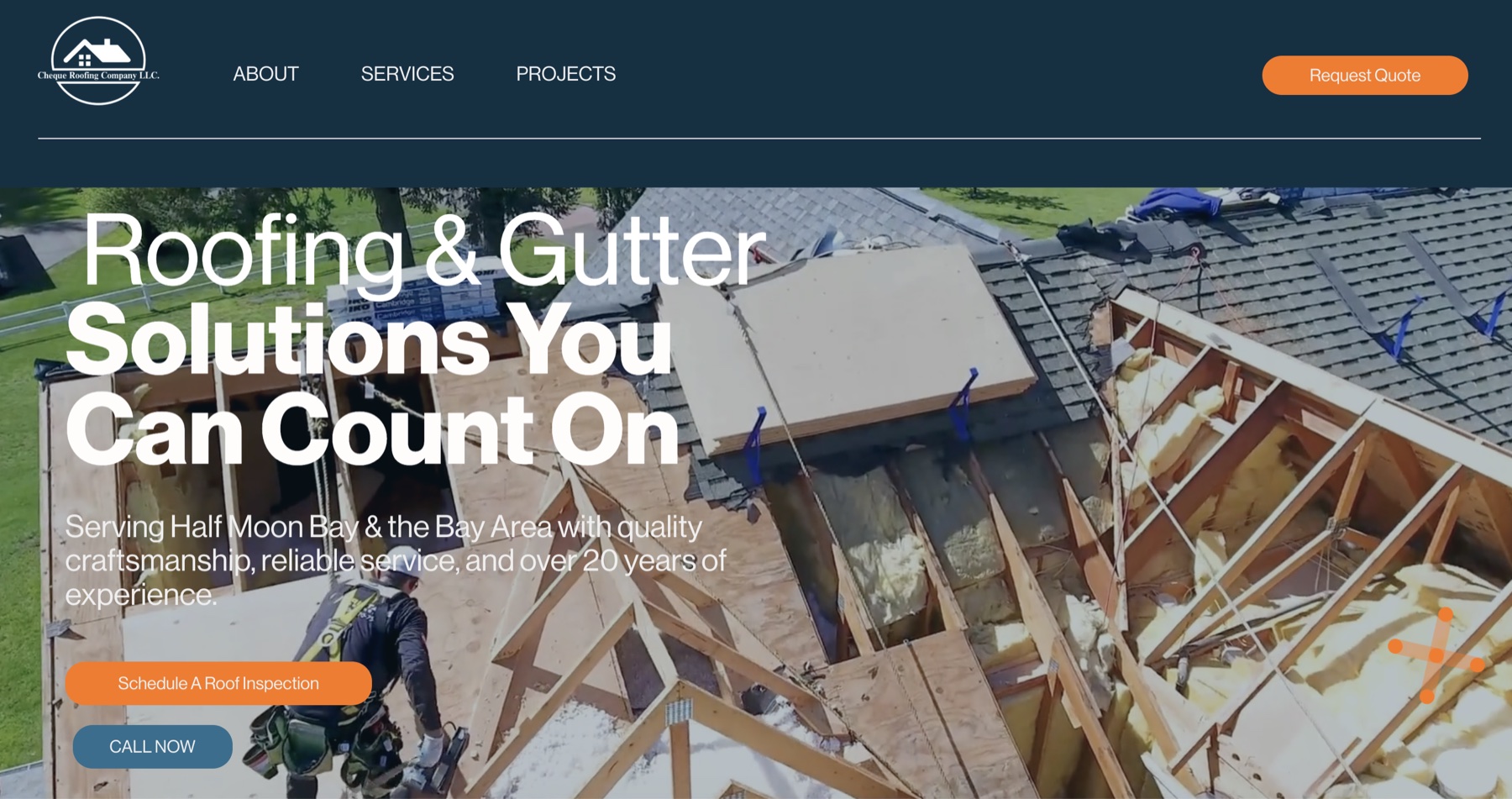 Cheque Roofing Company website homepage